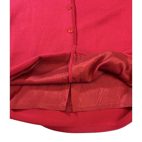 Pendleton Red Cardigan Sweater With Floral Embroidery Silk/Nylon Blend Lined - L - Picture 3 of 6